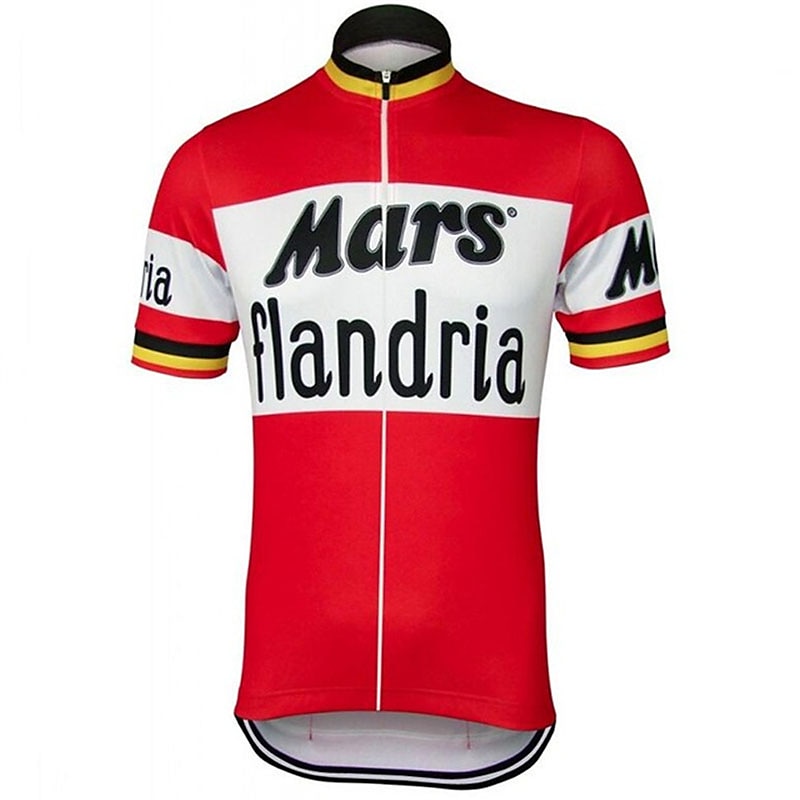 Men's Cycling Jersey Patterned Letter & Number Belgium Short Sleeve Bike Jersey Top with 3 Rear Pockets Mountain Bike MTB Road Bike Cycling UV Resistant Quick Dry Back Pocket Sweat-Wicking Sports