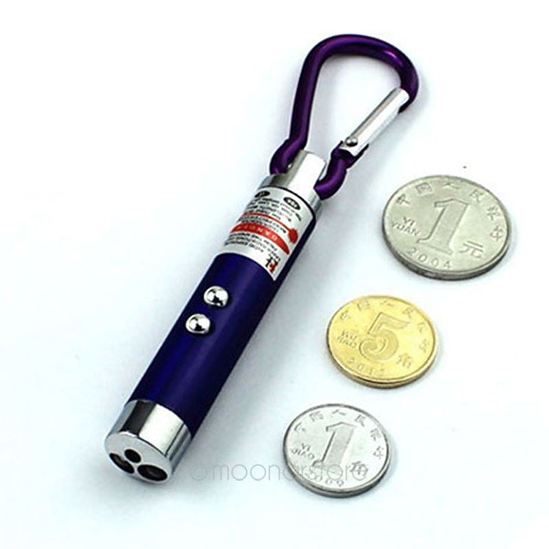 Outdoor Mini Climbing Buckle Laser Pen Pointer - 3pcs LED Flashlight & UV Black Light Torch with Keychain for Camping (Random Color)4