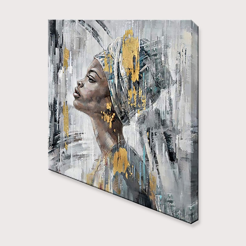 Oil Painting Hand Painted Square Abstract People Modern Rolled Canvas (No Frame)3