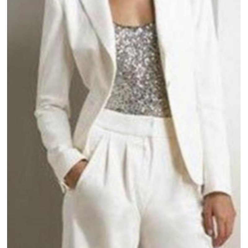 Women's 3 Pieces Suits Formal Wedding Guest Stretch Fabric Stretch Crepe Elegant Long Sleeve Floor Length Peak Lapel4