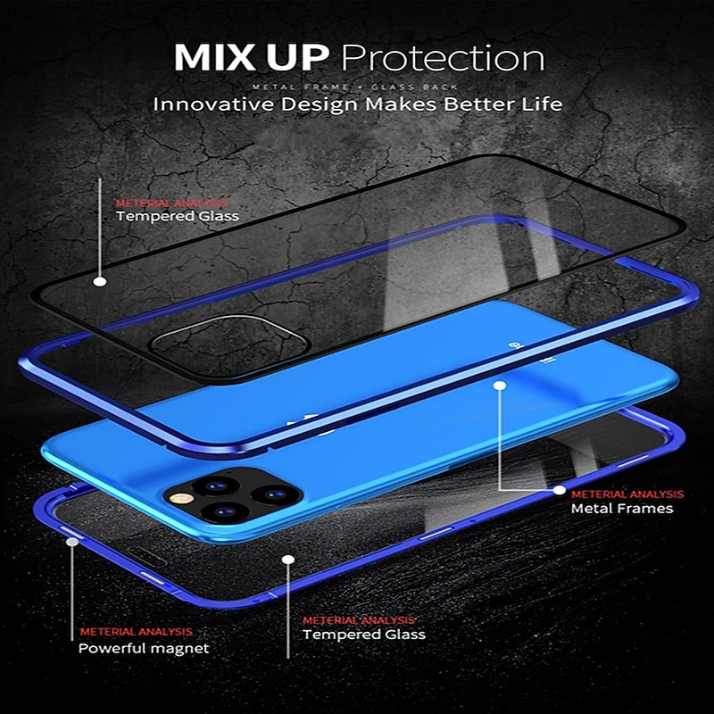 Phone Case For iPhone 17 Pro Max 17 Air 16 15 14 Pro Max Plus 13 12 11 Pro Max Magnetic Adsorption Full Body Protective Double Sided Shockproof Tempered Glass Metal4