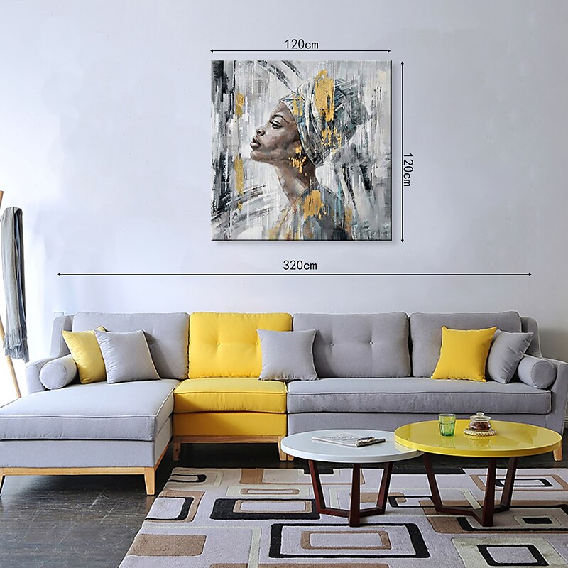 Oil Painting Hand Painted Square Abstract People Modern Rolled Canvas (No Frame)4