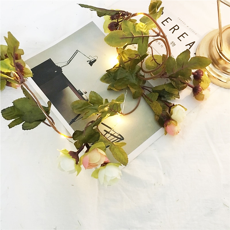 Elegant Wedding Reception Party Valentines Rose Flower String Lights 2.2M 20LEDs Fairy Lighs Decoration for Wedding Event Party Garland Holiday Patio AA Battery Powered4