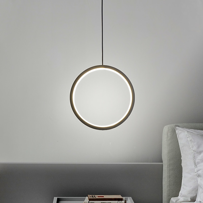 2pcs 20cm LED Pendant Light Circle Design Bedside Light Aluminum Painted Finishes Black White Frame for Bedroom Entry Dinning Room Modern 110-120V 220-240V 10W3