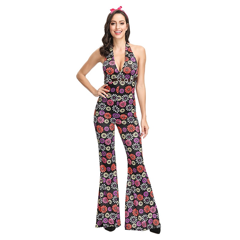 Retro Vintage Hippie 1970s Cosplay Costume Outfits Dude Hippie Disco Retro Deep V Fancy Dress Couple's Men's Women's Halloween Carnival Masquerade Pride Parade Pride Month Adults' Fall Spring & Summer4