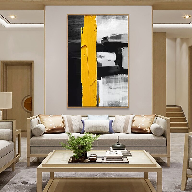 Oil Painting Hand Painted Vertical Abstract Pop Art Modern Stretched Canvas3