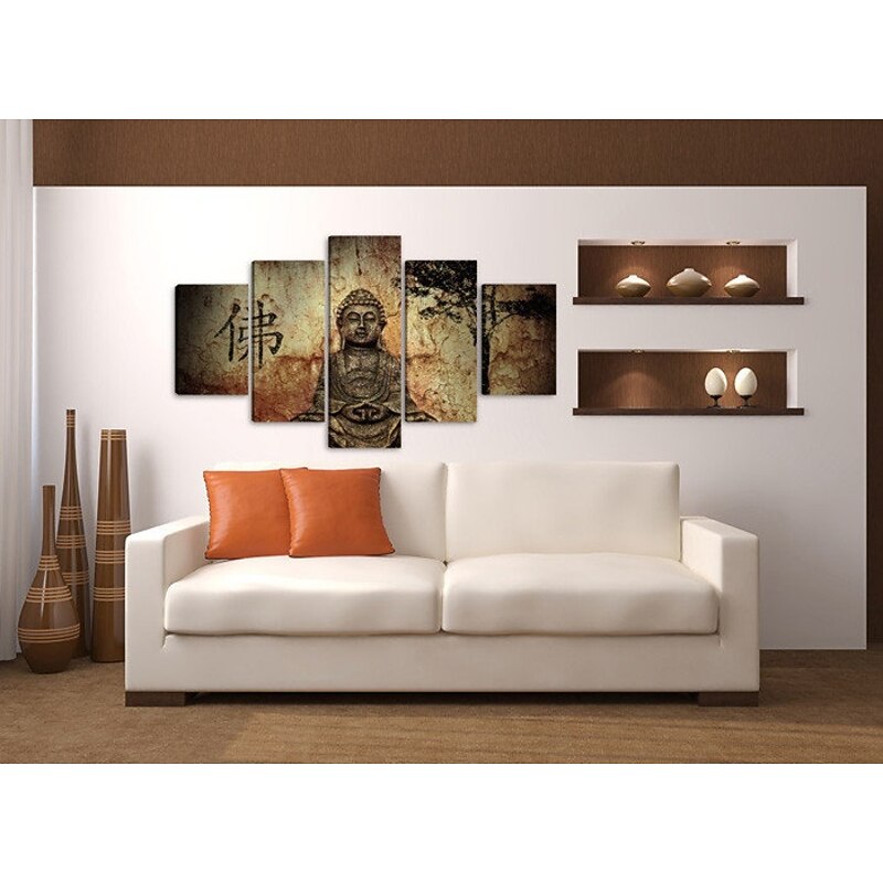 5 Panel Wall Art Canvas Prints Painting Artwork Picture Buddhism Buddha Home Decoration Décor Stretched Frame / Rolled3