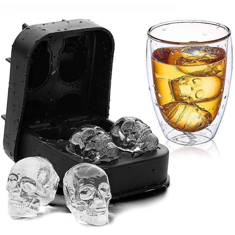 4 Ice Cube Skull Ball Skeleton Mold DIY Skull Ice Box Silicone Mold DIY Homemade for Party Bar Halloween