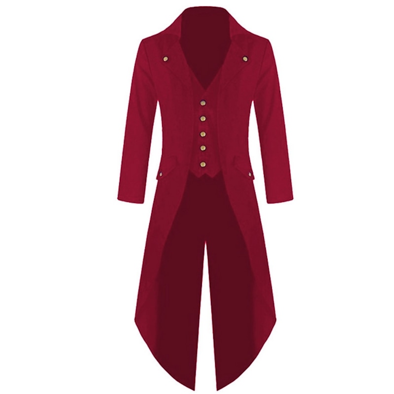 Men's Winter Jacket Winter Coat Coat Party V Neck Punk & Gothic Jacket Outerwear Solid Colored Green Purple Red / Long Sleeve / Long3