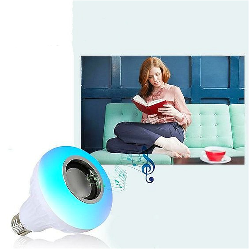 Bluetooth Light Bulb Speaker 12W Smart LED Music Play Bulb E27 E26 B22 BaseColorfulWireless RGB LED Light Bulbs With 24 Keys Remote Control for Bar Decoration Home KTV Party Restaurant4