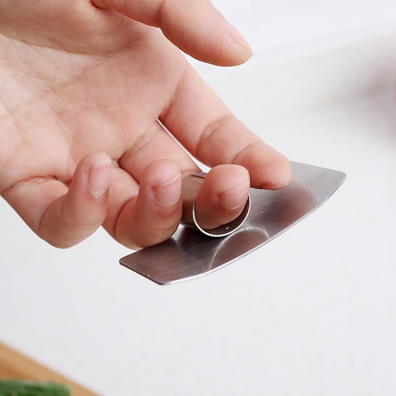 Finger Guard Protect 2 Pieces Set Finger Chop Safe Slice Stainless Steel Kitchen Hand Protector Knife Slice Cutting Finger Protection Tools3