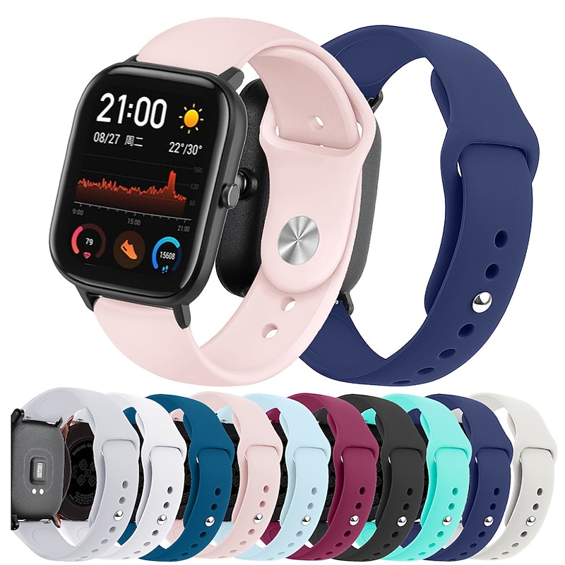 Watch Band for Amazfit GTS 4,4mini, 3,2,2mini, 2e, GTR 42mm, Bip U Pro, U, 3 Pro, 3, S lite, S, lite Soft Silicone Replacement  Strap Sport Band Wristband