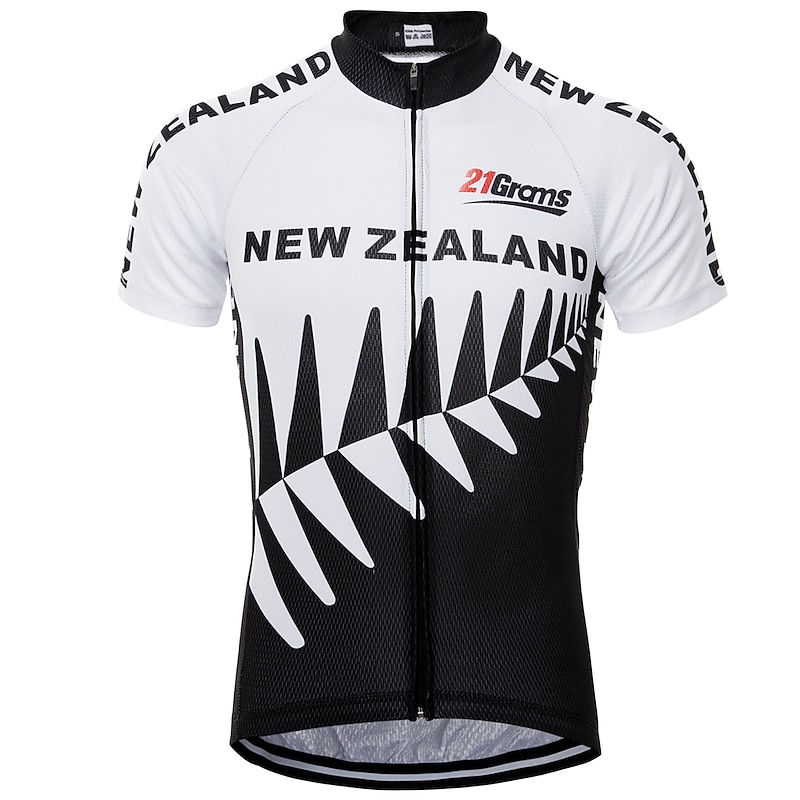 Men's Cycling Jersey Patterned New Zealand National Flag Short Sleeve Bike Jersey Top with 3 Rear Pockets Mountain Bike MTB Road Bike Cycling UV Resistant Quick Dry Back Pocket Moisture Wicking Sports3