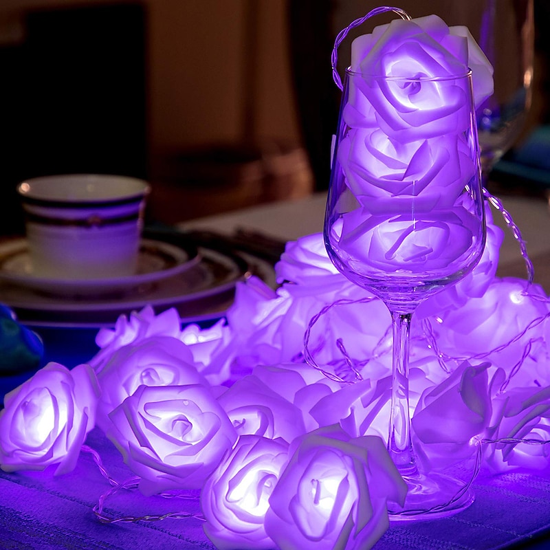 Rose String Lights 3M 30 LEDs Indoor Valentines Wedding Birthday Anniversary Flower Bulbs Decoration2