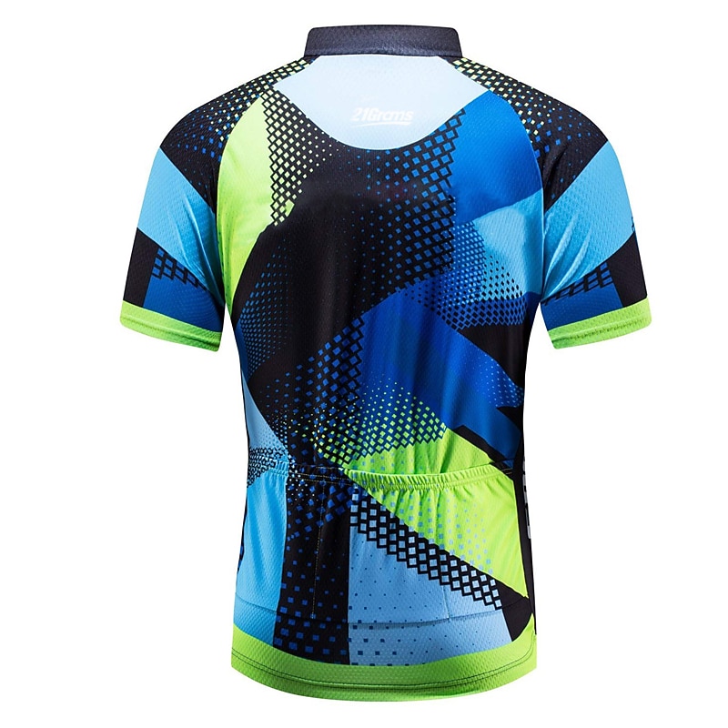 Men's Cycling Jersey Solid Color Plaid Checkered Patterned Short Sleeve Bike Jersey Top with 3 Rear Pockets Mountain Bike MTB Road Bike Cycling UV Resistant Quick Dry Back Pocket Sweat-Wicking Sports2