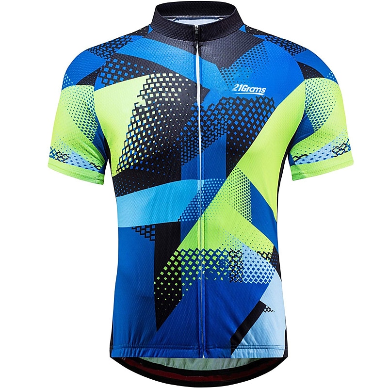 Men's Cycling Jersey Solid Color Plaid Checkered Patterned Short Sleeve Bike Jersey Top with 3 Rear Pockets Mountain Bike MTB Road Bike Cycling UV Resistant Quick Dry Back Pocket Sweat-Wicking Sports