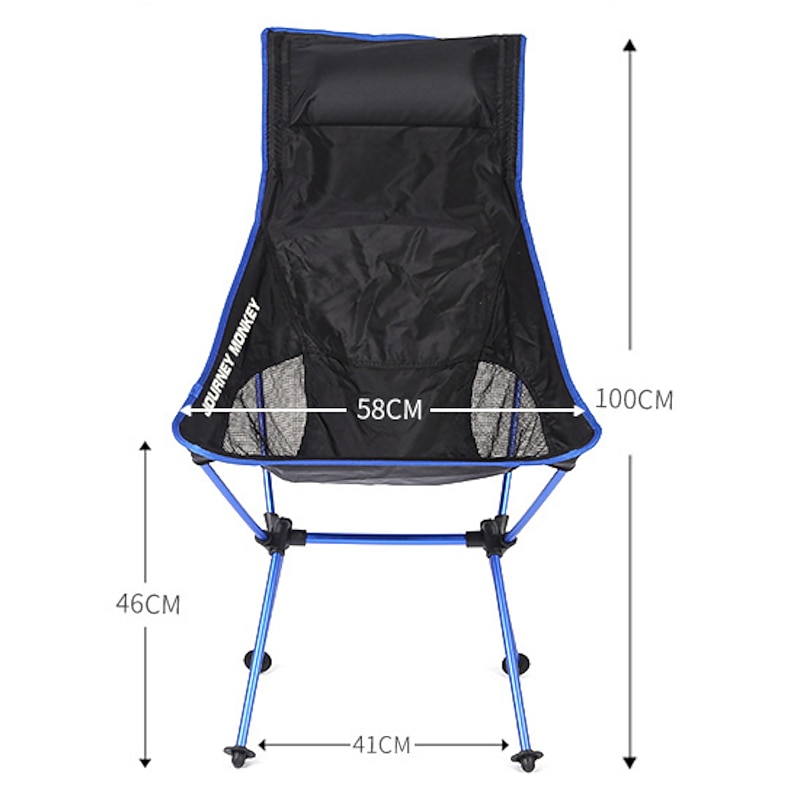 Folding Chair Beach Chair Camping Chair Fishing Chair High Back with Headrest Ultra Light (UL) Foldable Breathable Compact Mesh 7075 Aluminium Alloy for 1 person Fishing Blue Red Orange Dark Blue3