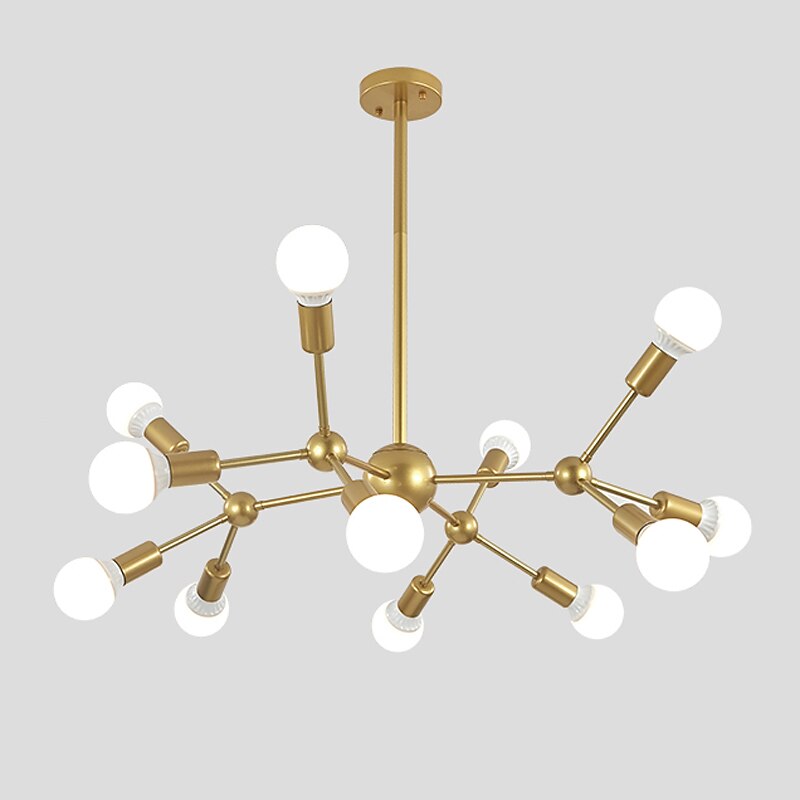 12 Heads 90cm Chandelier Sputnik Light Nordic Gold Black Painted Finishes Cluster Design Metal Ceiling Light for Living Room Bulb not Included 60W2