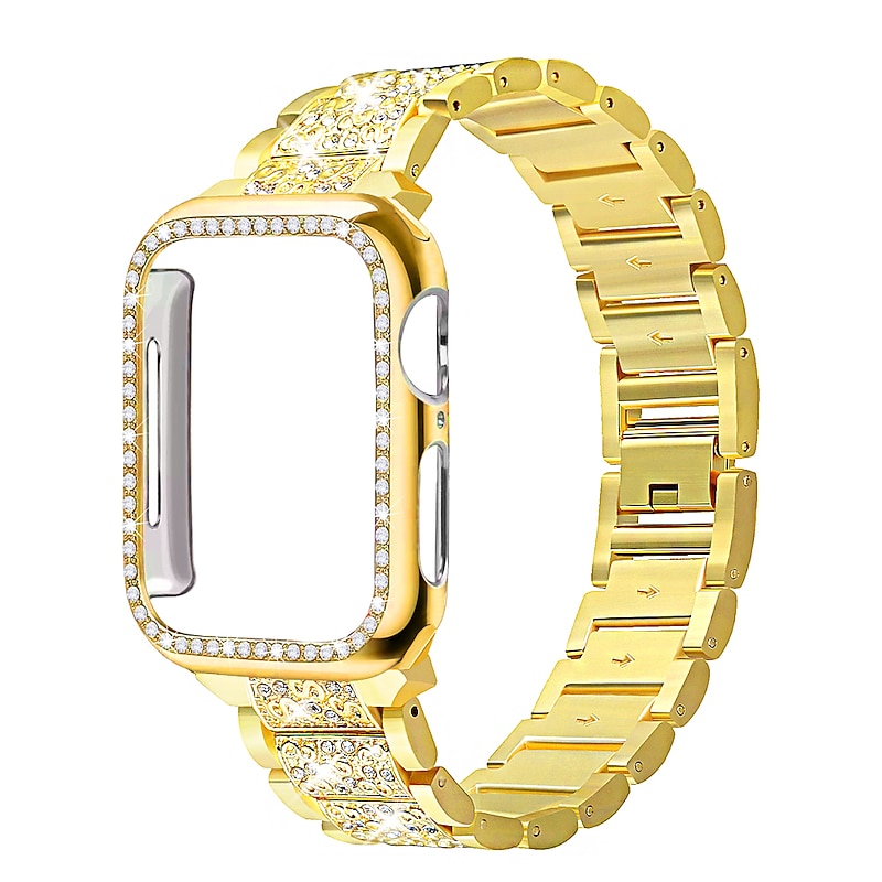 Jewelry Bracelet Compatible with Apple Watch band 38mm 40mm 41mm 42mm 44mm 45mm 49mm with Case Luxury Stainless Steel Rhinestone Strap Replacement Wristband for iwatch Series Ultra 8 7 SE 6 5 4 3 2 14