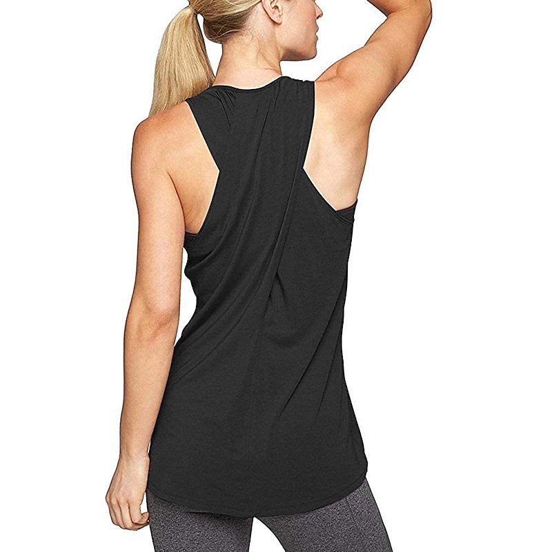 Women's Yoga Top Quick Dry Lightweight Soft Cross Back Sleeveless Sports Fashion Tee Tshirt Tank Top For Gym Workout Running Fitness Slim Activewear