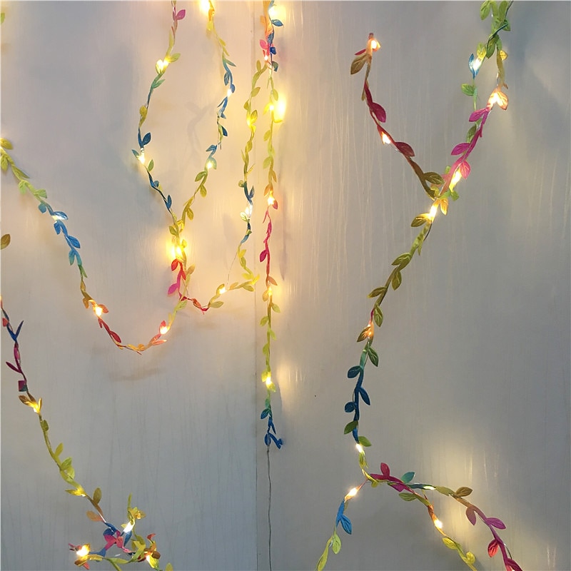 Elegant Wedding Party Reception 2M 20LED Tiny Colorful Leaves Garland Fairy Lights - AA Battery Powered LED Copper Wire String Lights for Table, Home Party Decor, Warm White4