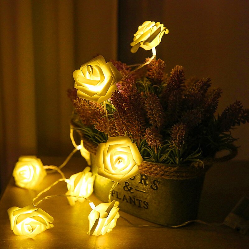 Garland Artificial Flower Rose Fairy Lights Bouquet String Lights for Wedding Valentine's Day Decoration 1M 10LEDs4