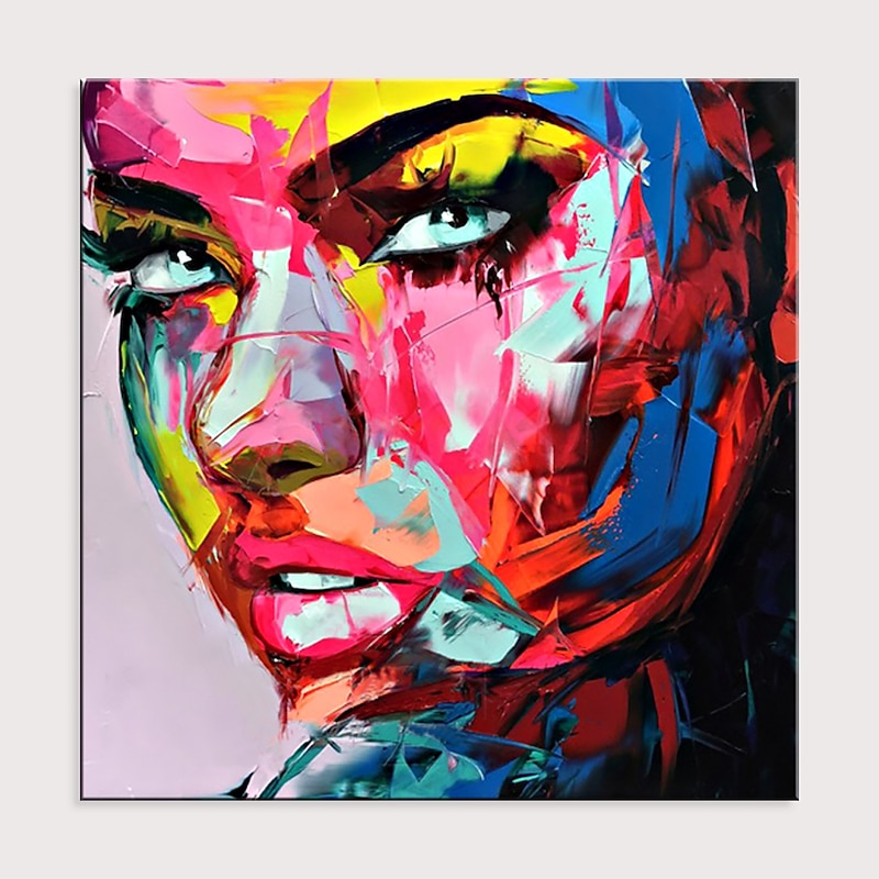 Oil Painting 100% Handmade Hand Painted Wall Art On Canvas Beauty Women Face Colorful Portrait Abstract Modern Home Decoration Decor Rolled Canvas No Frame Unstretched3