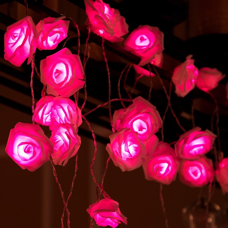 Rose String Lights 3M 30 LEDs Indoor Valentines Wedding Birthday Anniversary Flower Bulbs Decoration4