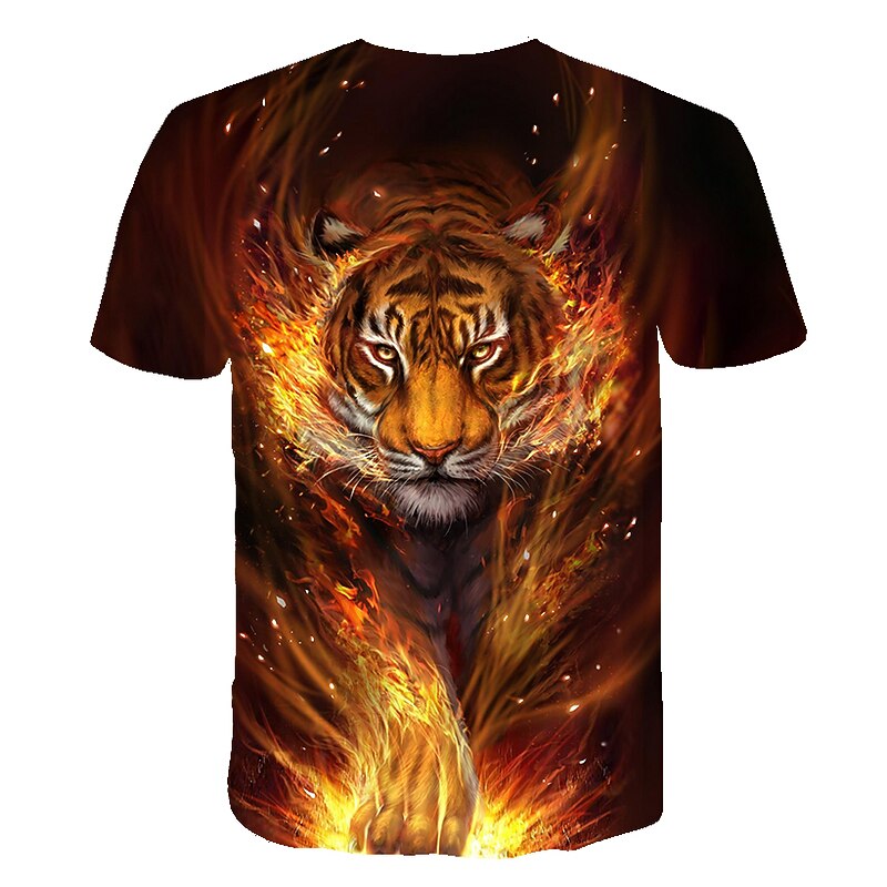 Boys 3D Animal Tiger T shirt Short Sleeve 3D Print Summer Streetwear Cool Polyester Kids 3-12 Years School Outdoor Daily2