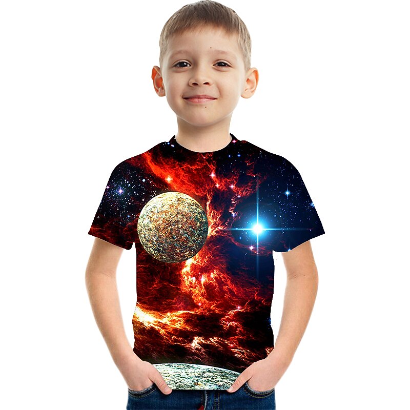 Children's Day Boys 3D Graphic Color Block 3D Print T shirt Tee Short Sleeve 3D Print Summer Streetwear Basic Casual Kids 2-12 Years