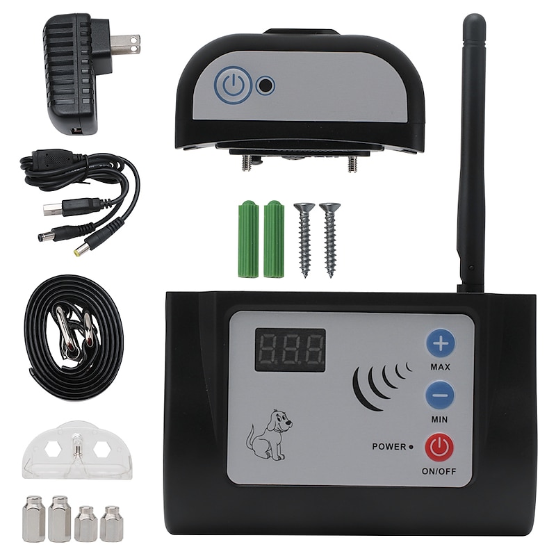 Wireless Electric Pet Fence Pet Electric Containment System Adjustable Control Range Display Distance Safe Effective Beep Virbation Shock