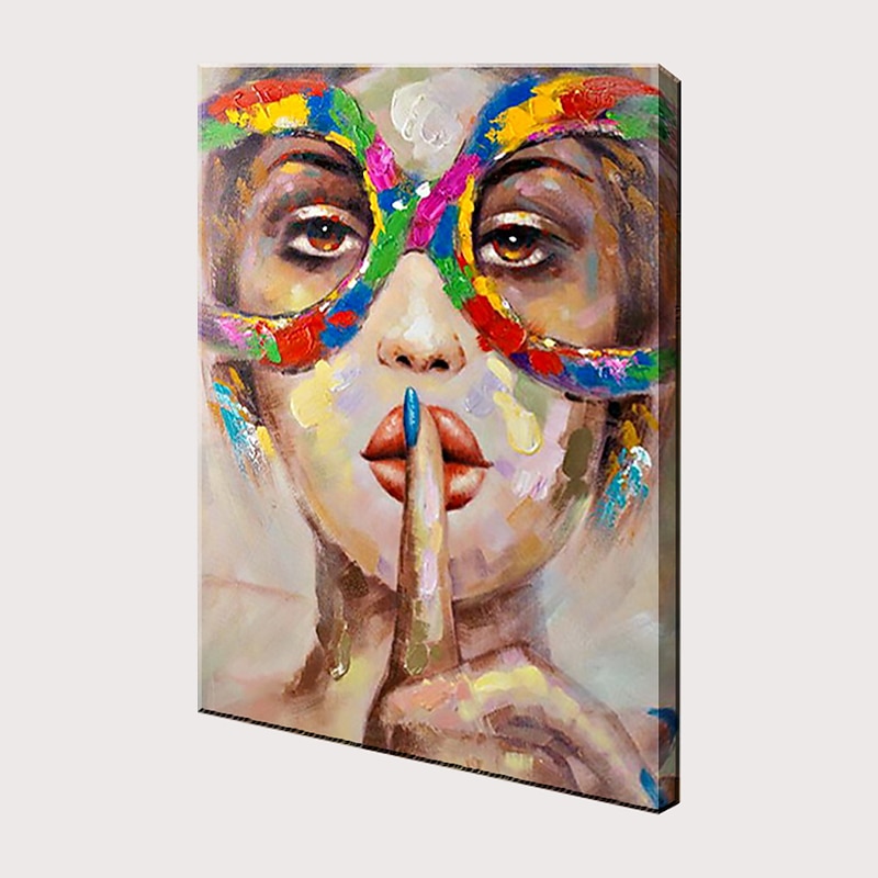 Women Face Palette Portrait Hand Painted Pop Art Wall Art Canvas Oil Painting Decorativos For Home Hotels Galley Rolled Without Frame3