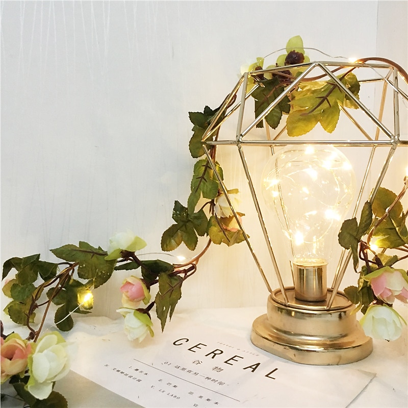 Elegant Wedding Reception Party Valentines Rose Flower String Lights 2.2M 20LEDs Fairy Lighs Decoration for Wedding Event Party Garland Holiday Patio AA Battery Powered2