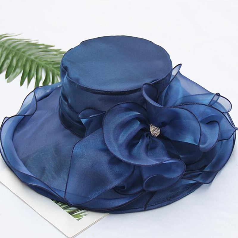 Hats Headwear Tulle Organza Bucket Hat Straw Hat Sun Hat Wedding Outdoor Valentine's Day Horse Race Fashion Vintage Style With Bowknot Flower Headpiece Headwear dress to impress Race Day Dress4