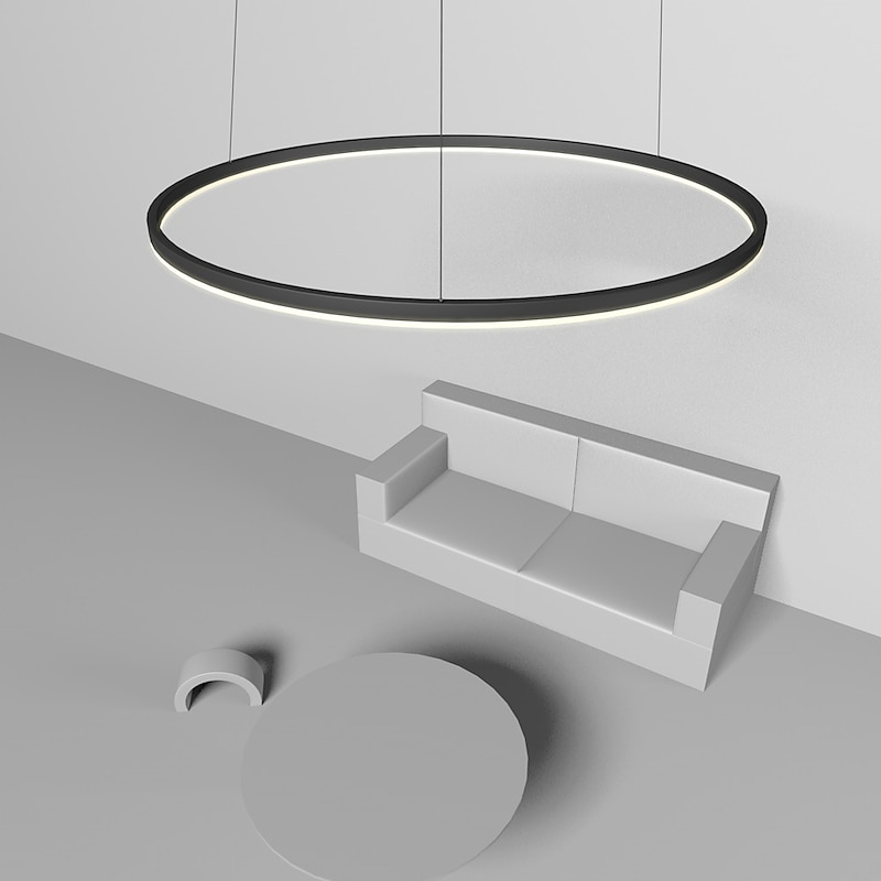 80CM LED Pendant Light Geometrical Circle Design Nordic Modern Simple for Dinning Room Bedroom Entry Aluminum Frame Acrylic Black White Gold Coffee 40W4