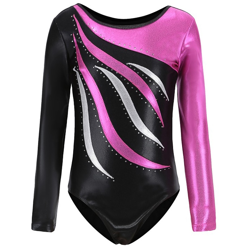 Gymnastics Leotards Women's Girls' Bodysuit Leotard Spandex High Elasticity Breathable Handmade Sparkly Long Sleeve Training Competition Dance Rhythmic Gymnastics Artistic Gymnastics Blue Sky Blue2