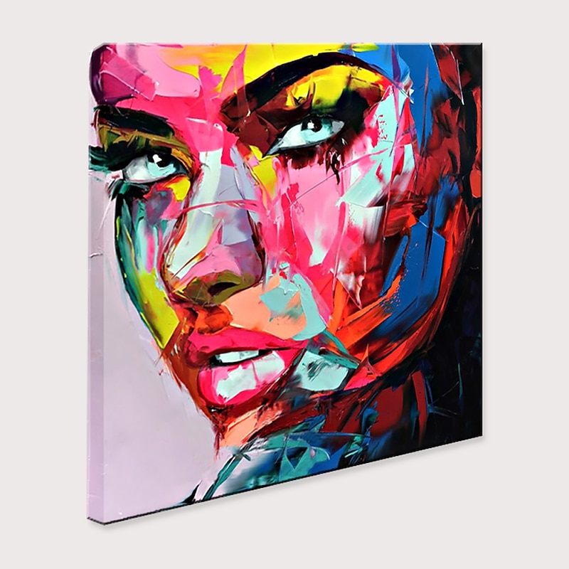Oil Painting 100% Handmade Hand Painted Wall Art On Canvas Beauty Women Face Colorful Portrait Abstract Modern Home Decoration Decor Rolled Canvas No Frame Unstretched4