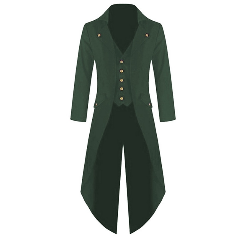 Men's Winter Jacket Winter Coat Coat Party V Neck Punk & Gothic Jacket Outerwear Solid Colored Green Purple Red / Long Sleeve / Long4