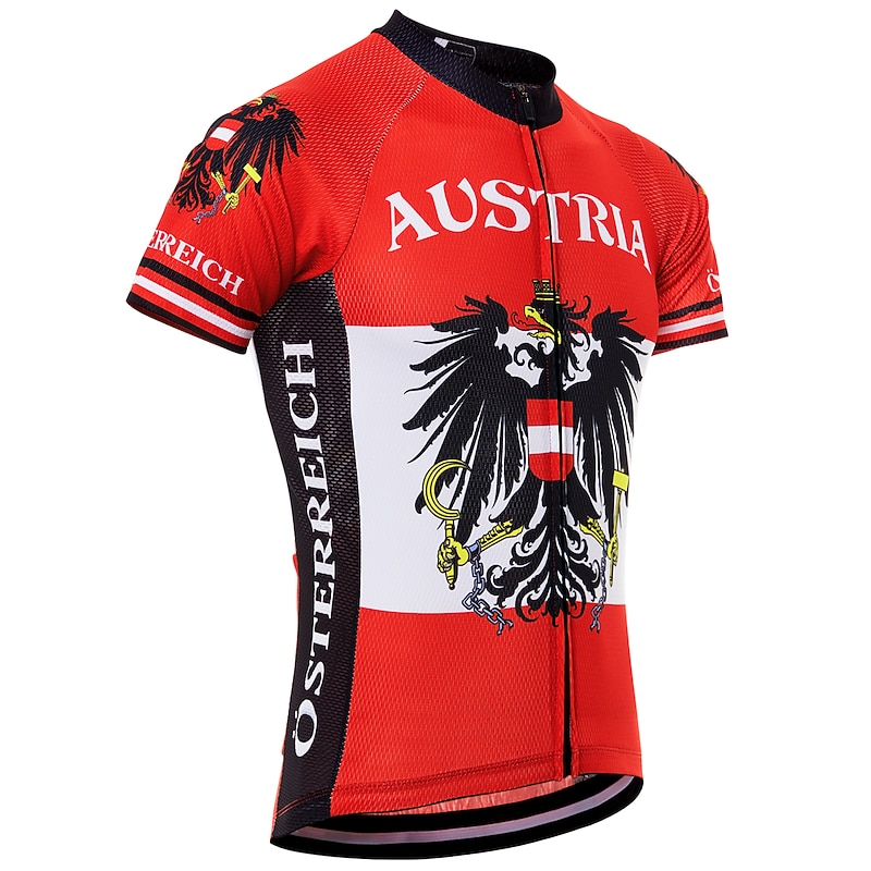 Men's Cycling Jersey Patterned Eagle Russia Short Sleeve Bike Jersey Top with 3 Rear Pockets Mountain Bike MTB Road Bike Cycling UV Resistant Quick Dry Back Pocket Moisture Wicking Sports Red Blue3