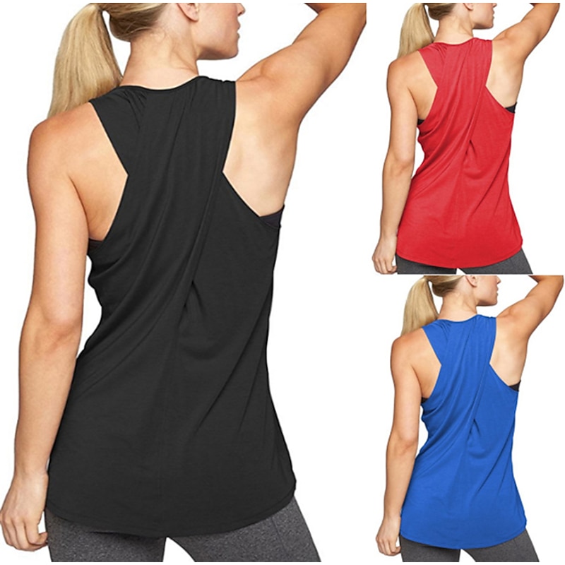 Women's Yoga Top Quick Dry Lightweight Soft Cross Back Sleeveless Sports Fashion Tee Tshirt Tank Top For Gym Workout Running Fitness Slim Activewear3