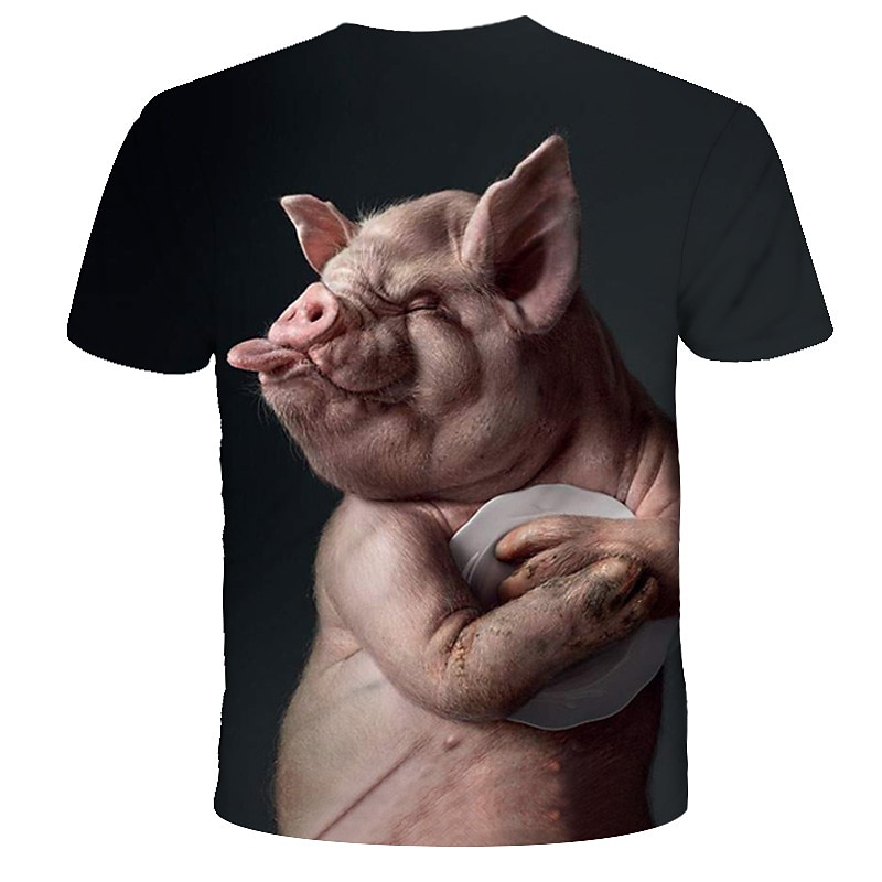 Men's Graphic Animal 3D Pig T Shirt Tee Funny T Shirts Short Sleeve T shirt 3D Print Round Neck Shirt Streetwear Exaggerated Cool Vacation Daily Holiday Rainbow Clothing Apparel Plus Size S M L XL3