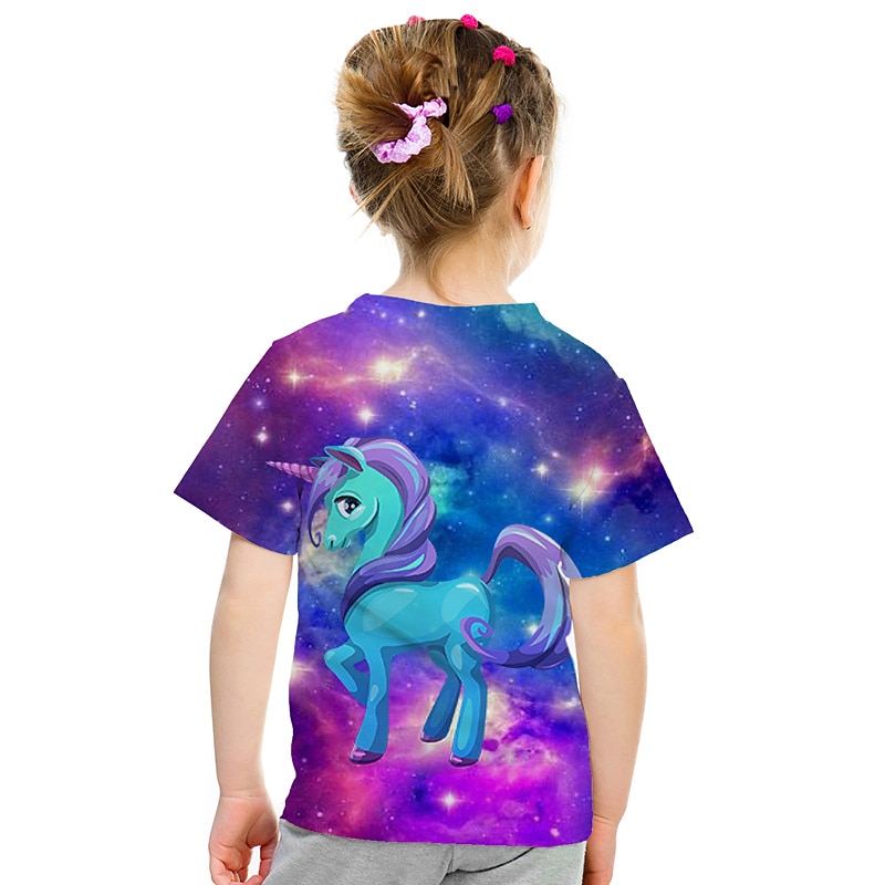 Girls' 3D 3D T shirt Tee Short Sleeve 3D Print Active Cute Streetwear Polyester Kids2