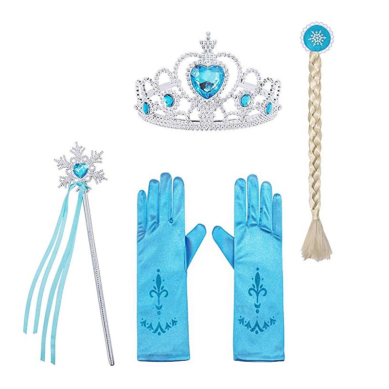 Princess Elsa Gloves Outfits Princess Cosplay Jewelry Accessories Girls' Movie Cosplay Halloween Gloves Crown Wand Children's Day Masquerade Rhinestone Fabric Plastic World Book Day Costumes2