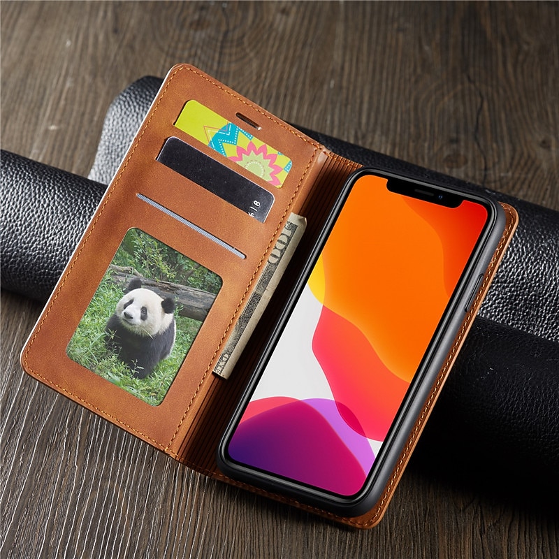 Phone Case For iPhone 17 Pro Max 17 Air 16 15 14 Pro Max Plus 16e 13 12 11 Pro Max Mini Wallet Case Flip Cover with Stand Holder Magnetic Full Body Protective Solid Color PU Leather3