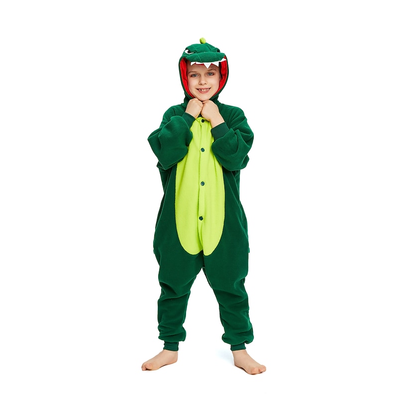 Kid's Kigurumi Pajamas Dinosaur Solid Colored Onesie Pajamas Polar Fleece Cosplay For Boys and Girls Christmas Animal Sleepwear Cartoon Festival / Holiday Costumes / Leotard / Onesie