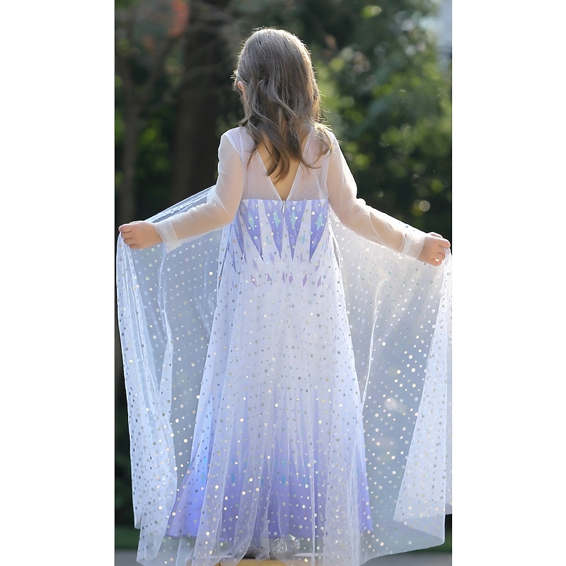 Elsa Dress Girls' Movie Cosplay Cosplay Vacation Dress Halloween Blue (With Accessories) Blue Dress Halloween Carnival Masquerade Polyester Tulle Sequin World Book Day Costumes4