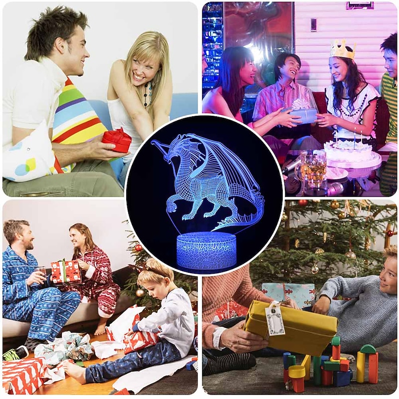 Dragon Dinosaur 3D LED Night Light Lamp 16 Colors Changing Dimmable with Touch and Remote Dragon Toys Light Birthday Gifts for Boys Kids3