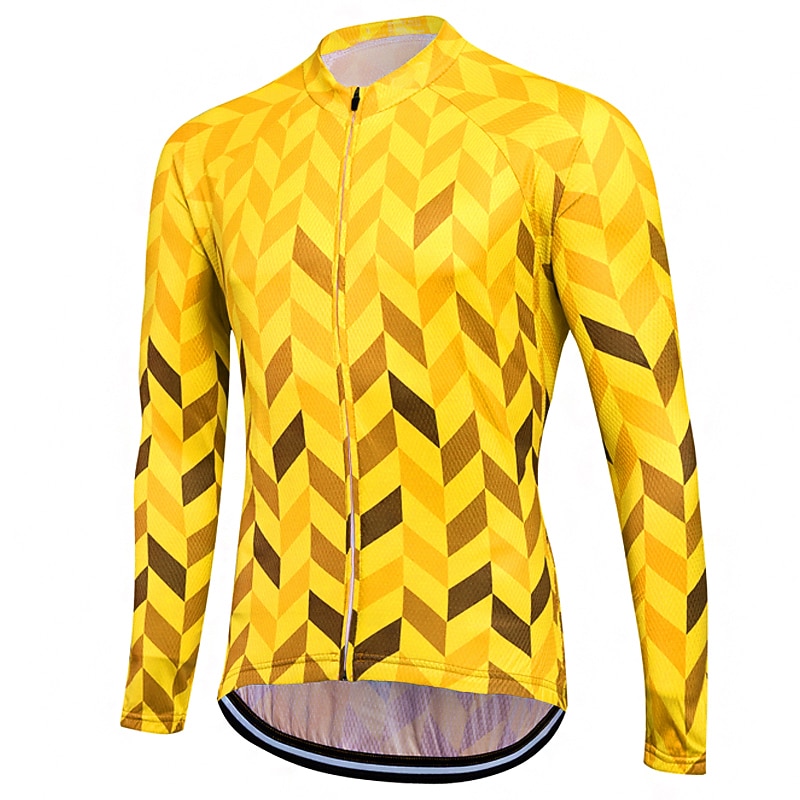 Men's Cycling Jersey Herringbone Patterned Long Sleeve Bike Sweatshirt Jersey Top with 3 Rear Pockets Mountain Bike MTB Road Bike Cycling Quick Dry Front Zipper Soft Reflective Strips Sports Skin Red4