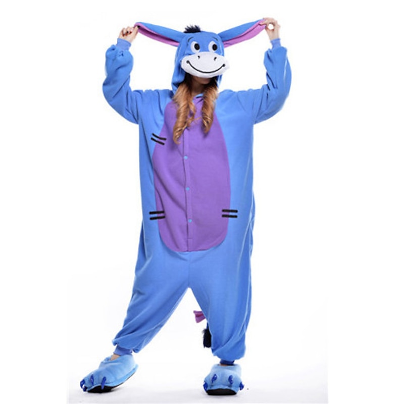 Adults' Kigurumi Pajamas Nightwear Camouflage Donkey Animal Patchwork Onesie Pajamas Polar Fleece Cosplay For Men and Women Christmas Animal Sleepwear Cartoon Festival / Holiday Costumes2