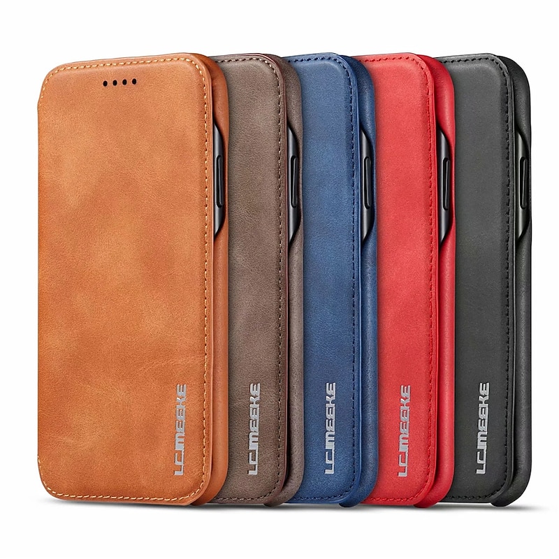 Phone Case For Samsung Galaxy S25 S24 S23 S22 S21 FE S21 Ultra Plus S20 Full Body Case Leather Flip Flip Card Holder Solid Colored PU Leather